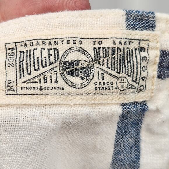 L.L. Bean Signature 100% Linen White Blue Checked Slim Fit Button Down Men's XL - Picture 5 of 8